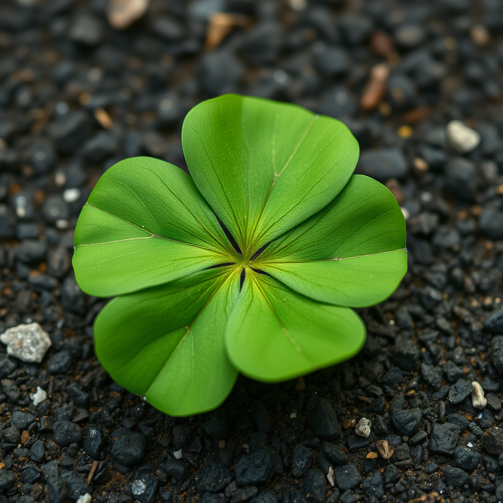 Five-leaf clover on asphalt